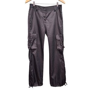 Y2K Express black satin cargo pants. Size 2